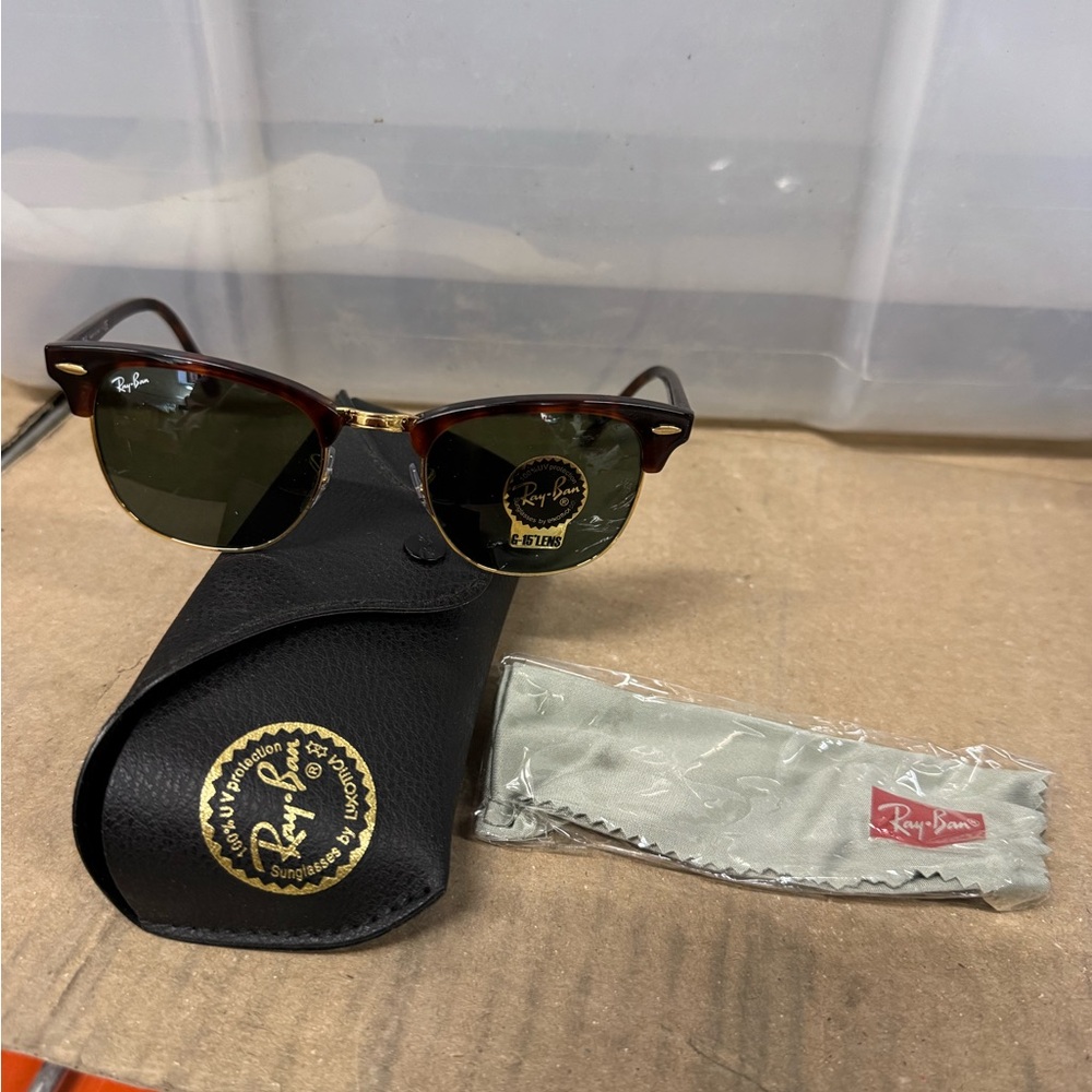 Ray-Ban Tortoiseshell Sunglasses with Green Lenses